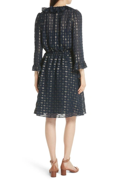 Tory Burch Jasmine Metallic Ruffle Dress In Tory Navy ModeSens