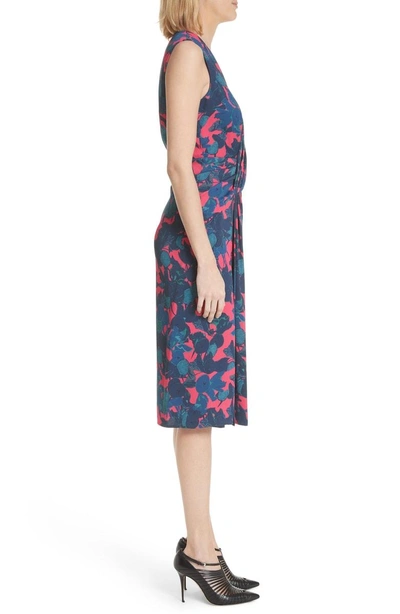 Shop Jason Wu Fruit Print Wrap Front Crepe Dress In Geranium Pink Multi