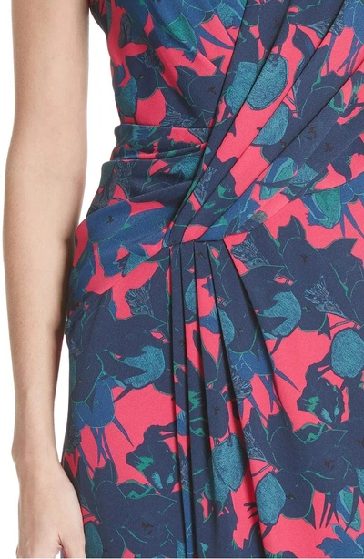 Shop Jason Wu Fruit Print Wrap Front Crepe Dress In Geranium Pink Multi