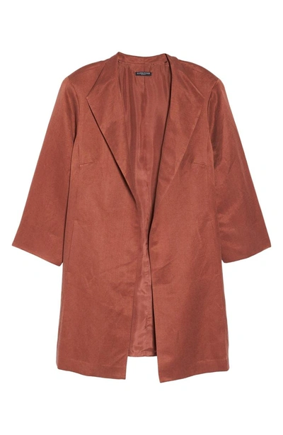 Shop Eileen Fisher Linen & Silk High Collar Coat In Russet