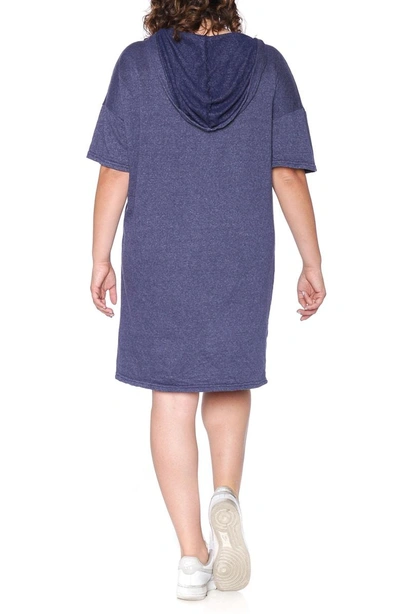 Shop Slink Jeans Lace-up Hoodie Dress In Navy