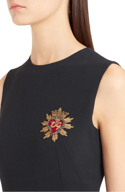 Shop Dolce & Gabbana Sacred Heart Embellished Flare Hem Sheath Dress In Black