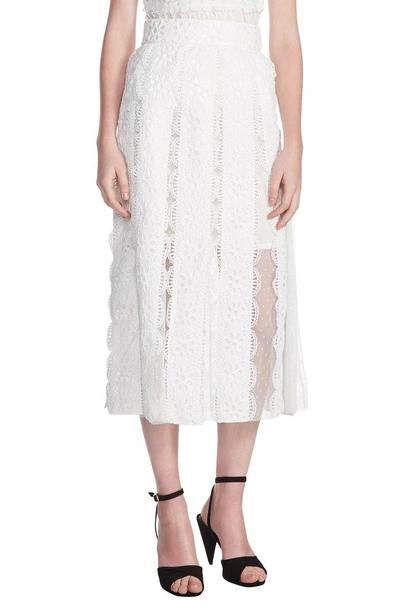 Shop Maje Janila Lace Midi Skirt In Blanc