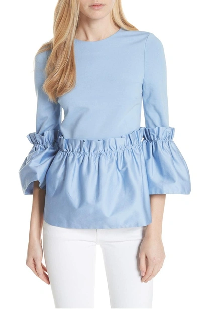 Shop Ted Baker Pleat Ruffle Top In Blue