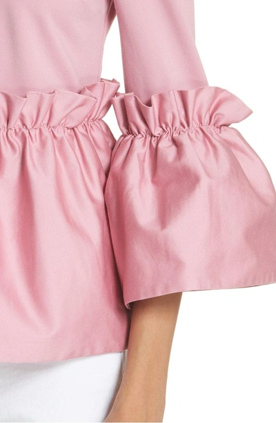 Shop Ted Baker Pleat Ruffle Top In Dusky Pink