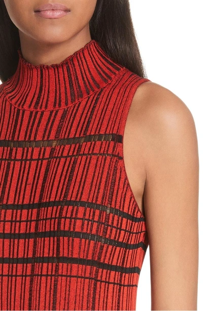Shop Proenza Schouler Sleeveless Stripe Knit Dress In Red/ Black