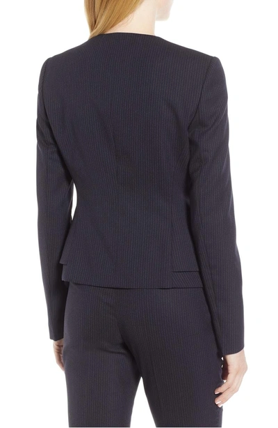 Shop Hugo Boss Jasyma Tonal Stripe Stretch Wool Suit Jacket In Navy Fantasy