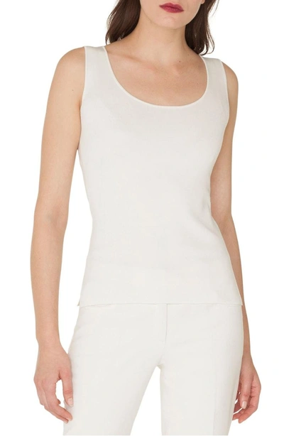 Shop Akris Scoop Neck Stretch Silk Tank In Paper