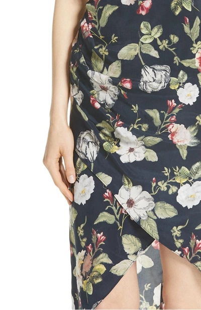 Shop Alice And Olivia Reen Drape Front Sheath Dress In Hazy Floral/ Sapphire