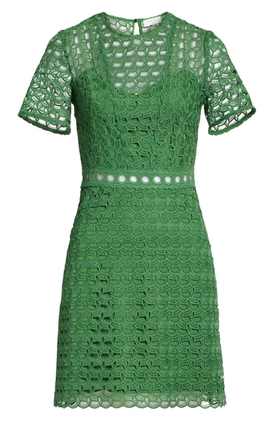 Shop Sandro Scalloped Lace Short Sleeve Dress In Imprime