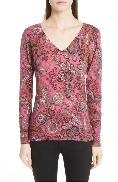 Shop Etro Paisley Silk & Cashmere Sweater In Pink Multi