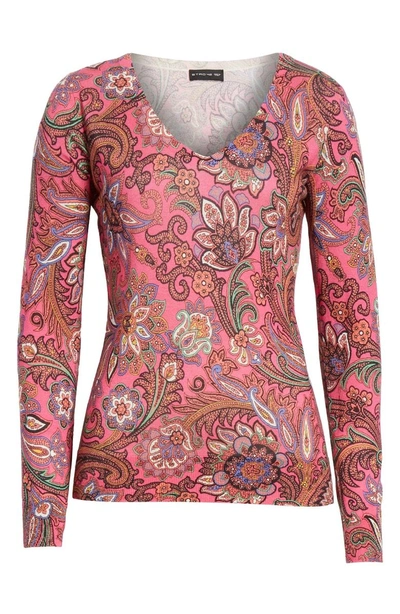 Shop Etro Paisley Silk & Cashmere Sweater In Pink Multi