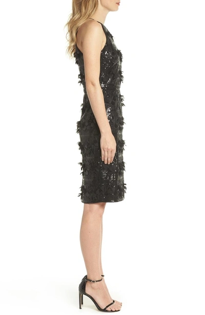 Shop Eliza J 3d Floral & Sequin Cocktail Dress In Black