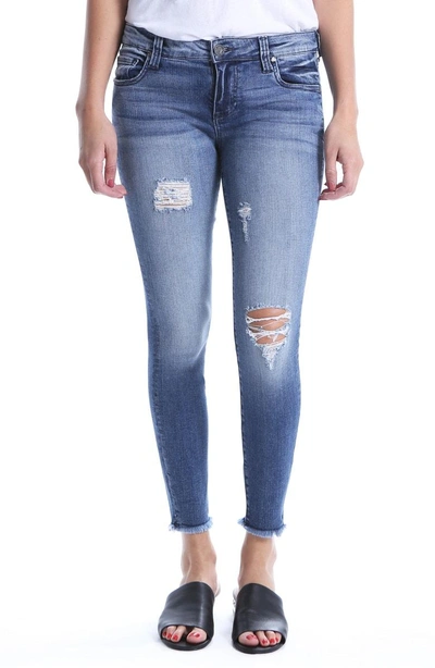 Shop Kut From The Kloth Connie Ripped Distressed Frayed Hem Jeans In Galvanized