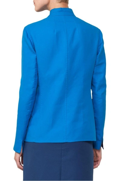 Shop Akris Reversible Double Face Cotton & Silk Blazer In Atlantic Denim