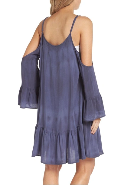 Shop Surf Gypsy Tasseled Cold Shoulder Cover-up Tunic In Washed Navy