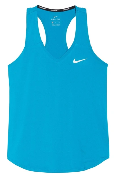 Shop Nike 'pure' Dri-fit Racerback Tank In Neo Turquoise/ White