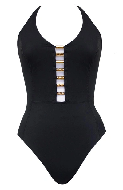 Shop Amoressa Meridian Lyra One-piece Swimsuit In Black