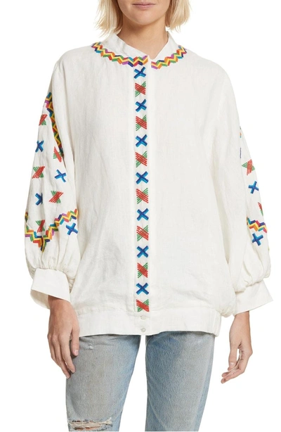Shop All Things Mochi Jennifer Embroidered Jacket In Off White
