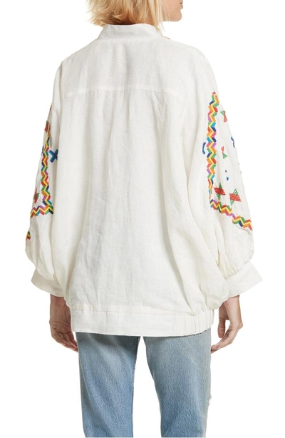 Shop All Things Mochi Jennifer Embroidered Jacket In Off White