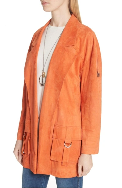 Shop St John Suede Slouch Jacket In Soft Sienna