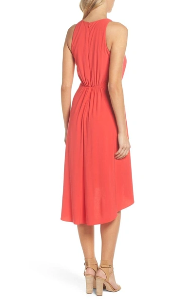 Shop Adrianna Papell Asymmetrical Matte Jersey Dress(regular & Petite) In Geranium