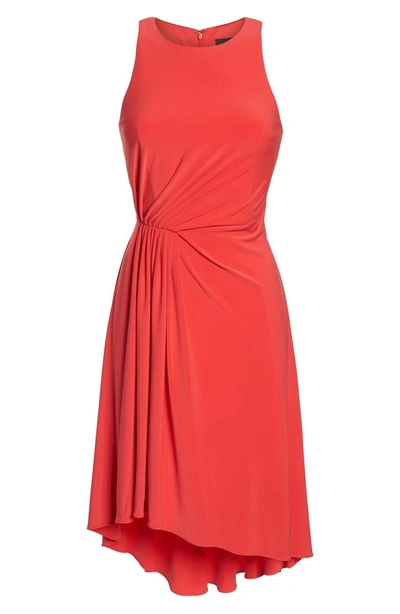 Shop Adrianna Papell Asymmetrical Matte Jersey Dress(regular & Petite) In Geranium