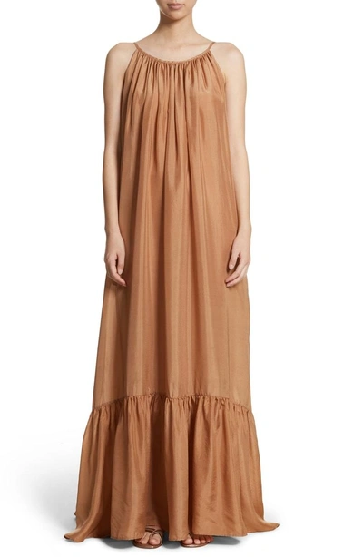 Shop Kalita Brigitte Silk Maxi Dress In Amber