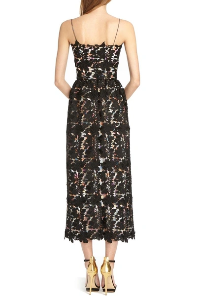 Shop ml Monique Lhuillier Lace Tea Length Dress In Watercolor Black