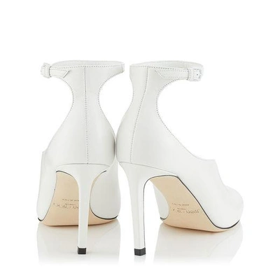 Shop Jimmy Choo Sonia 85 White Calf Leather Pointy Toe Pumps
