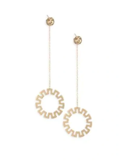 Shop Paula Mendoza Sol Geometric Hoop Drop Earrings In Yellow Gold
