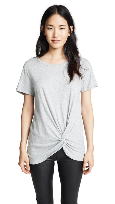Shop Bobi Knotted Tee In Heather Grey