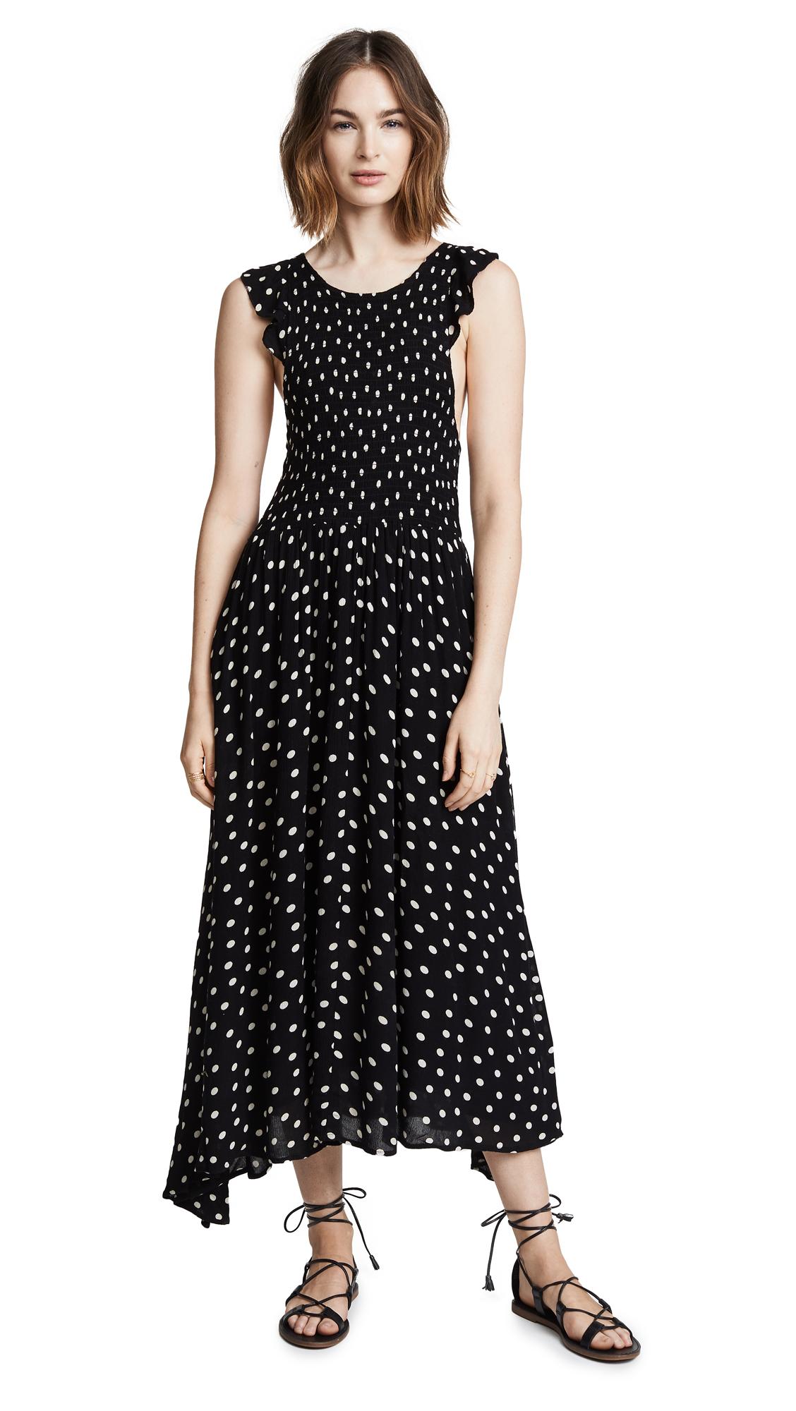 free people black polka dot dress