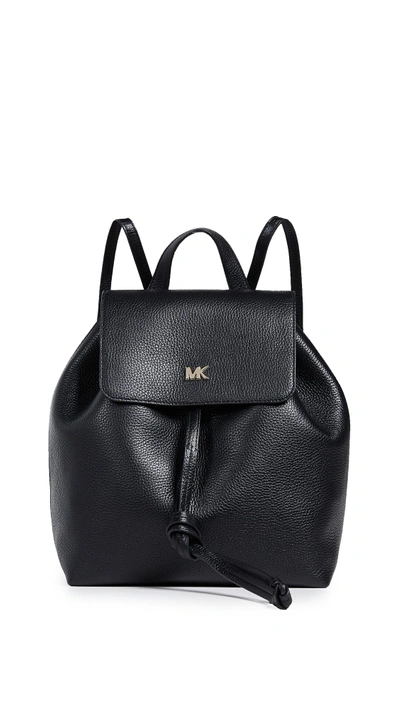 Shop Michael Michael Kors June Medium Flap Backpack In Black