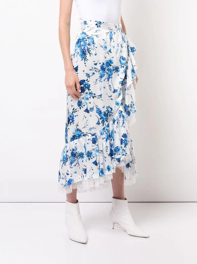 Shop Adam Lippes Floral Print Skirt - Blue
