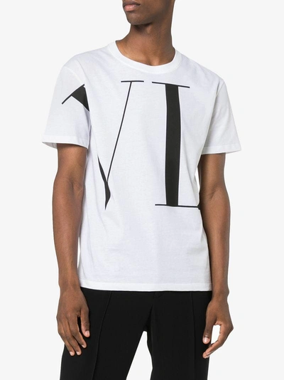 Shop Valentino Large Vltn Logo Print Short Sleeve T In White