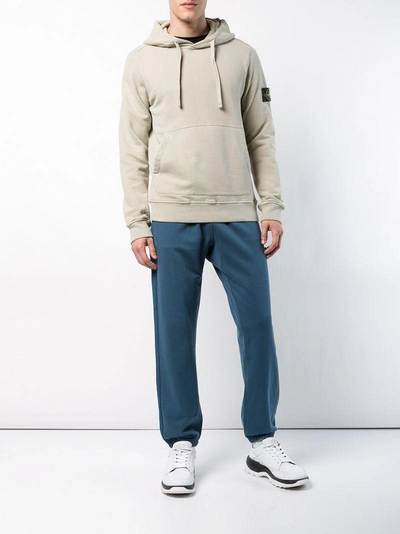 Shop Stone Island Logo Patch Track Pants In Blue