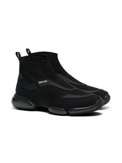 Shop Prada Black Cloudbust Hi-top Sneakers