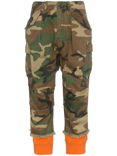 Shop R13 Camouflage Print Cotton Cropped Trousers - Brown