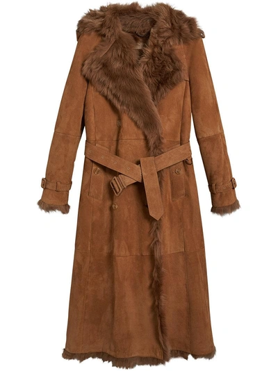Shop Burberry Trenchcoat Aus Shearling - Braun In Brown