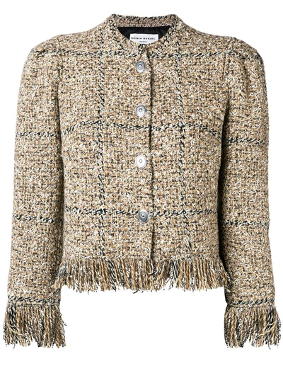 Shop Sonia Rykiel Buttoned Tweed Jacket In Nude & Neutrals