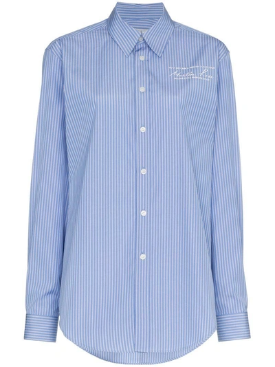 Shop Martine Rose Stripe Shirt - Blue