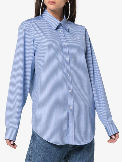 Shop Martine Rose Stripe Shirt - Blue