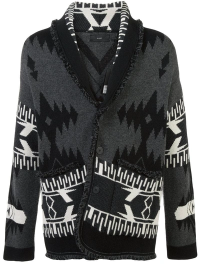 Shop Alanui Patterned Cashmere Cardigan In Black