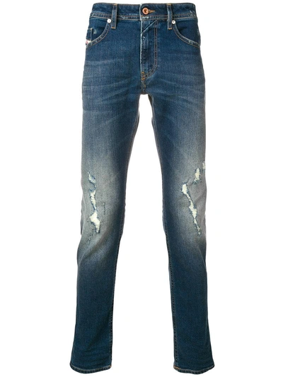 Shop Diesel Distressed Skinny Jeans In Blue