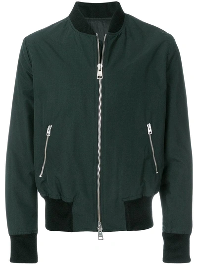 Shop Ami Alexandre Mattiussi Zipped Bomber Jacket In Green