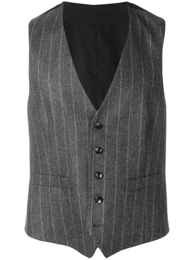 Shop Lardini Striped Waistcoat In Grey