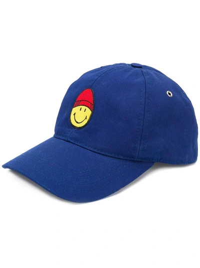 Shop Ami Alexandre Mattiussi Cap With Smiley Patch In Blue