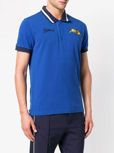 Shop Kenzo Tiger Polo Shirt - Blue