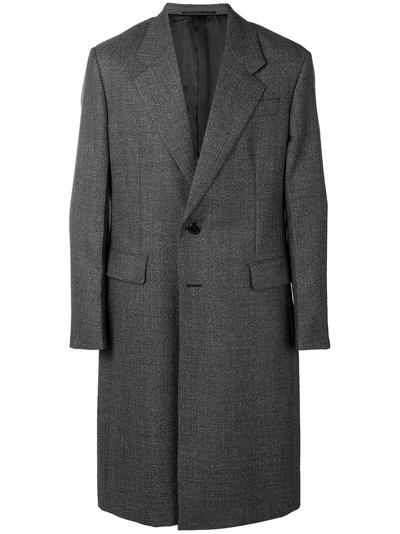Shop Prada Single Breasted Wool Coat - Grey